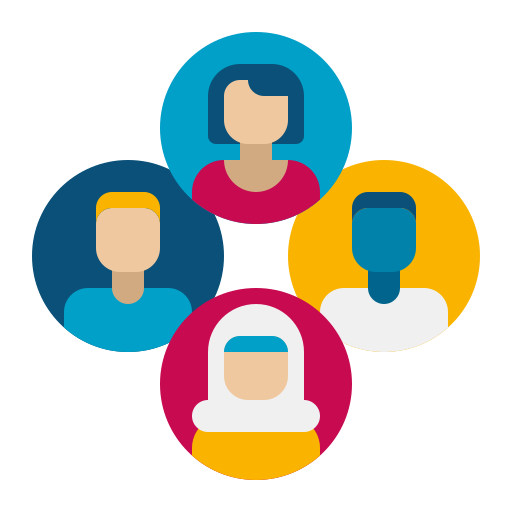 circle of animated people